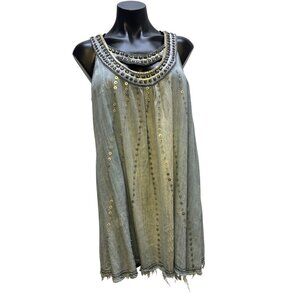 Double D Ranch Distressed Denim Tank Blouse Blue M